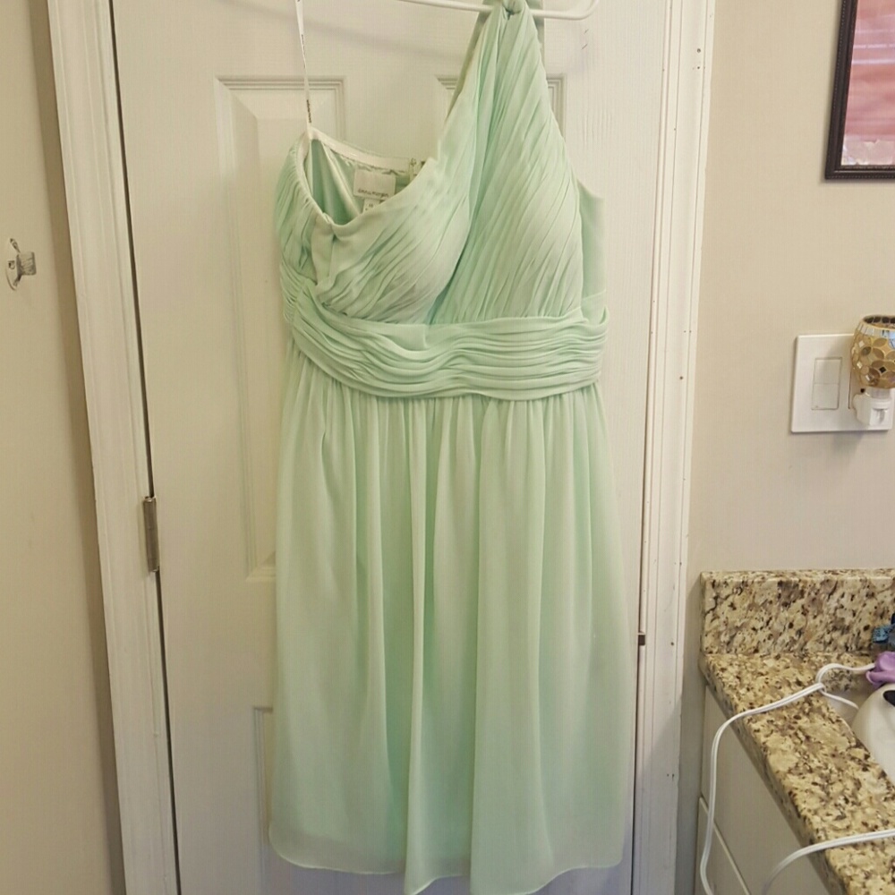 One shoulder formal dress in Mint color